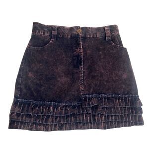 Blue Purple Acid Wash Fairy Grunge Cottagecore Boho Hippie Ruffled Mini Skirt M